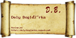 Dely Boglárka névjegykártya